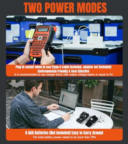 VolenGo Label Maker Machine with-Tape, Heat Shrink Label Maker Waterproof-Labels, Wire Cable label Maker, E1000 Labeler Machine with-Tape 12mm Laminated Handheld Labeling Machine for Industrial Office 8