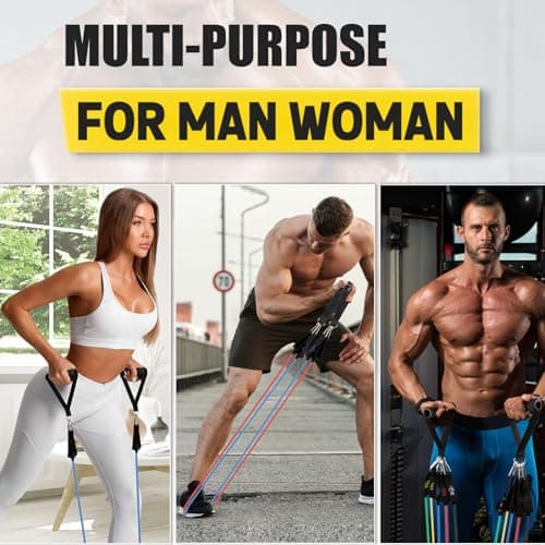 Resistance Band Set for Men and Women, Workout/Exercise Bands with Door Anchor, Handles 7