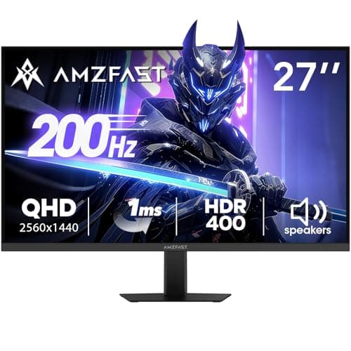 Amzfast 27 Inch Gaming Monitor 200Hz WQHD 2k 2560 x 1440p Monitor, Built-in Speakers, 1ms G-SYNC Compatible, HDR400,132% sRGB, VESA 100x100 Fast IPS Monitor with HDMI 2.0 x 2 & DP 1.4 x 2, AMZG27F5Q