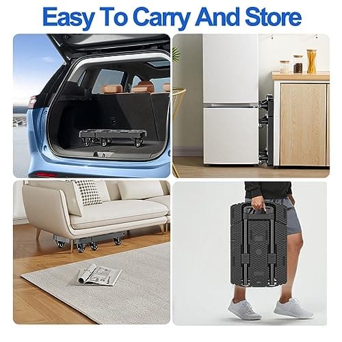 Folding Hand Truck, Pre-Installed 600lbs Heavy Duty Dolly Cart, Portable 6 Wheels Collapsible Luggage Cart with 2 Elastic Ropes for Luggage, Travel, Moving, Shopping, Office Use 6