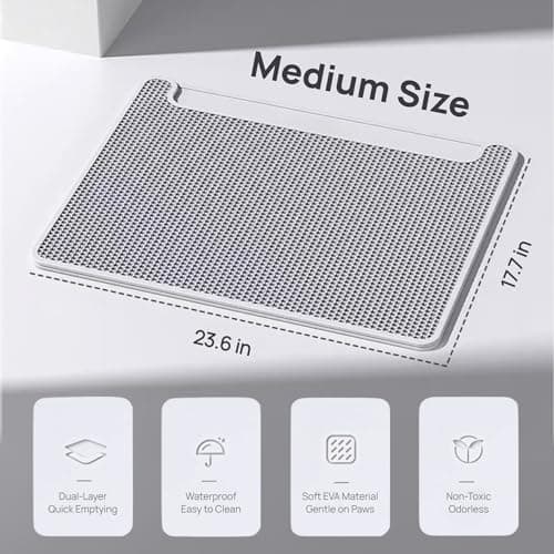 NASTELLA Upgraded Cat Litter Mat, Pet Feeding Mat, Detachable Dual Layer Litter Trapper Pad, Easy Clean Washable Quick Emptying, Water Urine Proof, Non-Slip Soft on Kitty Paws, 23.6 x 17.7 Large Big 8