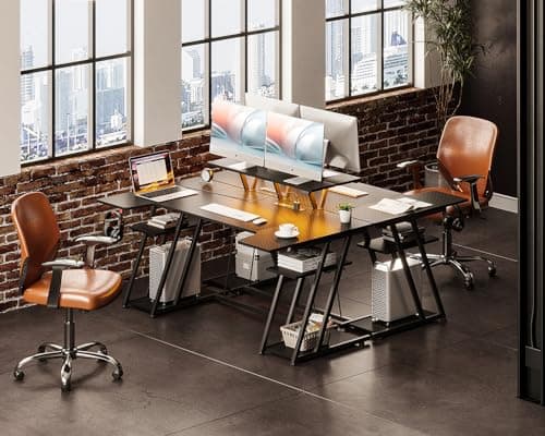 MOTPK U Shaped Gaming Desk with LED Lights, 60 Inch PC Desk with Storage Shelves, Monitor Stand & Headphone Hook, Carbon Fiber Texture, Black 8