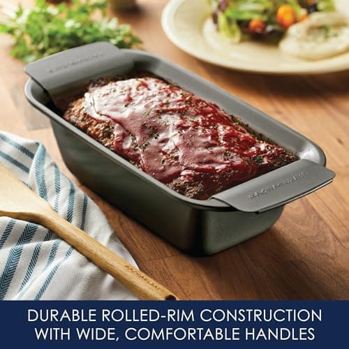 Rachael Ray Bakeware Meatloaf/Nonstick Baking Loaf Pan with Insert, 9 Inch x 5 Inch, Gray 5