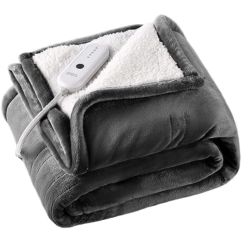 ESTINGO Electric Throw Blanket Heated Blanket Throw with 5 Heating Levels & 4 Hours Auto Off, 50"x60" Heated Throw Blanket with ETL & FCC Certification for Home Office, Machine Washable, Dark Gray 8