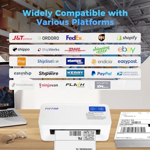 Bluetooth Thermal Shipping Label Printer, Wireless 4x6 Label Printer for Small Business, Compatible with Android, Windows, iPhone, Mac, Widely Used for Amazon, Shopify, Ebay, USPS, Etsy,FedEx (White) 7