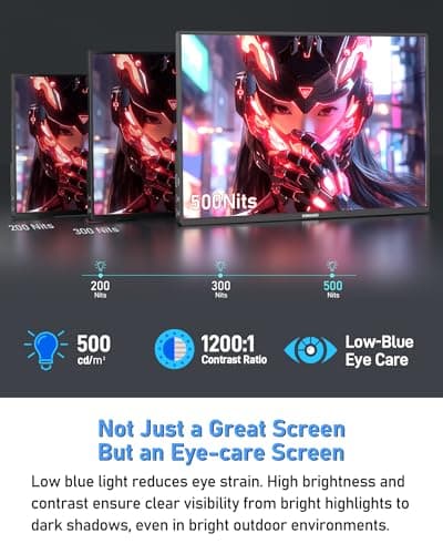 2.5K 144Hz Portable Gaming Monitor 16", 2560x1600, Plug & Play, 100% sRGB, 500nits, 16:10, Eye Care Second Computer Display with Speakers for Laptop, PC, Mac, P-S4/5, Sw-tch, X-BO, USB-C/HDMI, (K16G) 3