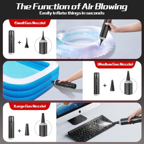 Chuboor 13000PA Powerful Car Vacuum Cleaner High Power Cordless Rechargeable, Handheld Vacuum, Portable Mini Vacuum with LED SOS Light, Small Hand Held Vacuuming Cordless(P16-Black) 7