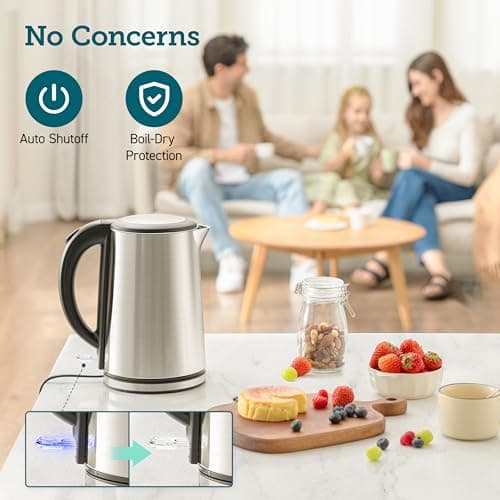 Cosori Electric Kettle, No Plastic Inner Lid, Filter & Spout, Stainless Steel Tea Kettle, Automatic Shut Off & Boil-Dry Protection, Durable Tea Kettle Boiler & Heater, 1.5L/1500W, Silver 5