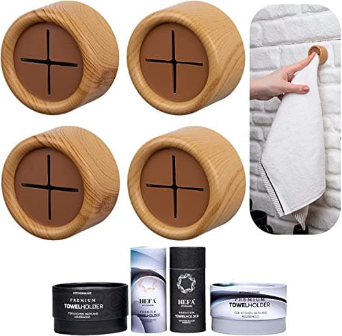 HEFA Self Adhesive Dish Towel Holder Hooks, No Drill Organizer for Cabinet Door, Sink Area or Bathroom, Space Saving Design, 4 Pack