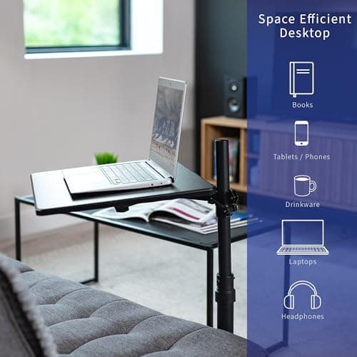 VIVO 20 inch Over Couch Swivel Table, Laptop Desk for Remote Work, Portable Recliner Workstation with Height Adjustable Swing Arm, Black, DESK-ST01C 6