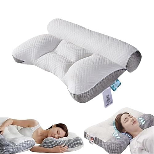 Cloud Nest Down Pillow, Ergonomic Nuzzle Pillows for Neck Pain Relief Side Sleeper, Memory Foam Cervical Support Comfort Goose Down Pillows (Grey)