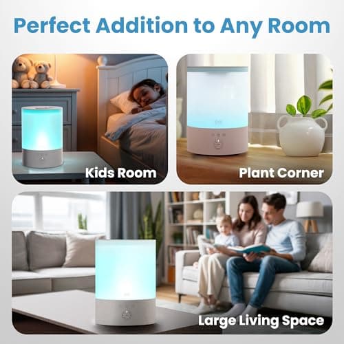 Everlasting Comfort 2.5L Top Fill Humidifier for Bedroom – Quiet, Easy to Fill & Clean, 24HR Runtime, Night Lights, Timer, Ultrasonic Cool Mist, Auto Shut-Off, Essential Oil Diffuser - White 8