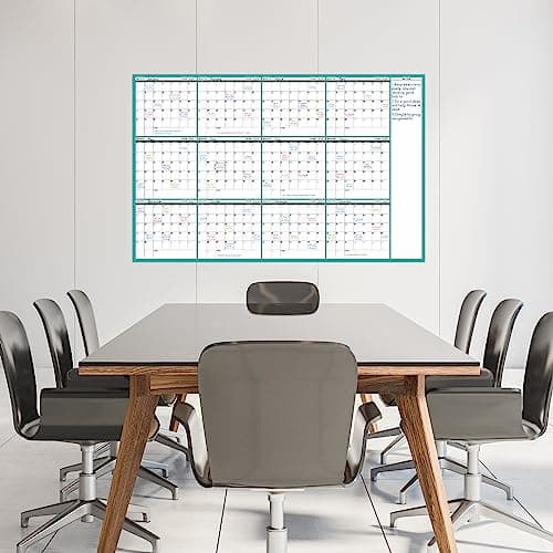 Large Dry Erase Calendar for Wall - Undated 12 Month Wall Calendar, 37”×58", Yearly Wall Calendar Dry Erase, Erasable & Reusable Calendar with 15 Round Stickers, Green Large Wall Calendar Dry Erase 6