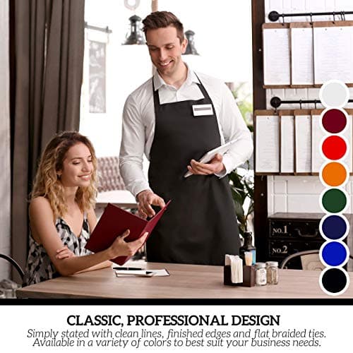 GREEN LIFESTYLE 12 Pack Bib Apron - Unisex Black Aprons, Machine Washable Aprons for Men and Women, Kitchen Cooking BBQ Bulk (Pack of 12, No Pockets, Black) 7