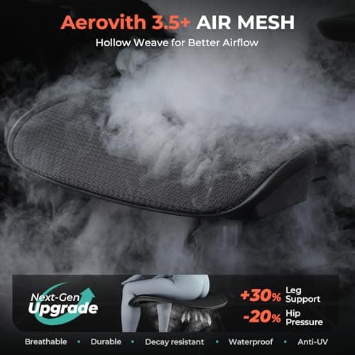 CAPOT Ergonomic Mesh Office Chair, Adjustable Lumbar High Back Desk Chair 400lbs, 4D Flip-up Arms, 3-Level Tilt Backrest, 3D Headrest, PU Wheels, Swivel Rolling Computer Seating for Long Desk Work 7