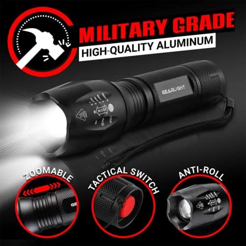 LED Flashlight High Lumens, Mini Tactical LED Flashlight 2 Pack, 5 Modes Zoomable Beam, Battery Powered (Batteries Not Included) for Camping, Hunting, Home & Emergency, Compact Small LED Flashlight 5