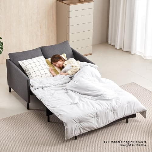 XSPRACER 3-in-1 Convertible Sleeper Sofa, Loveseat Sofa Couch with Pullout Bed and Storage for Living Room, Bedroom, Balcony, RV,Dark Gray 9