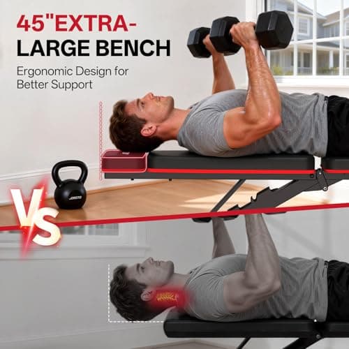 JOROTO Adjustable Weight Bench for Home Gym, 1000 LBS Foldable Incline Decline Flat Workout Bench with Leg Extension & Back Extension, Exercise Preacher Curl Bench for Full Body Training, Red MD55 5