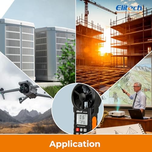 Elitech Bluetooth Anemometer Handheld, Digital Wind Speed Meter with Temperature and USB Data Export, CFM/CMM Measurement, for Drone Flights, Outdoor Activities, and HVAC, ANE-200W 7