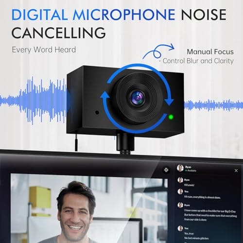 Webcam for PC, Laptop Camera USB Webcam with Adjustable Gooseneck, Flexible Positioning 1080P Computer Camera for Presentation, Desktop Demo, Full-Body View, Video Call, Zoom, Teams, Skype (Black) 6