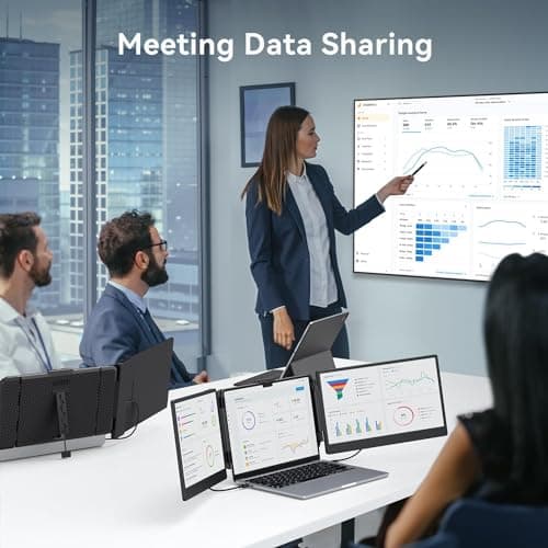 APILDELLA 14’’ Triple Laptop Screen Extender, 1080P FHD Portable Dual Monitor for Laptop USB C HDMI, Plug-Play Monitor Extender for Triple Display for Mac/Windows, Fit 13”-17.3” Laptops 5