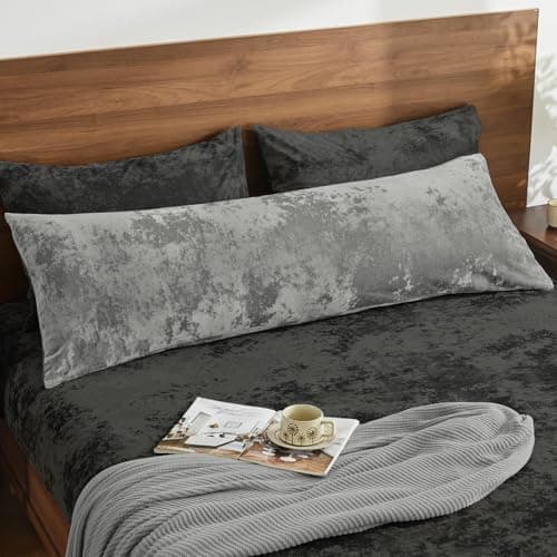BEDELITE Velvet Body Pillow Cover with Zipper, Soft and Plush 20x54 Long Pillow Case, Velvety Smooth and Cozy Body Pillow Pillowcase for Bedroom and Couch, for All Seasons(Gray) 8