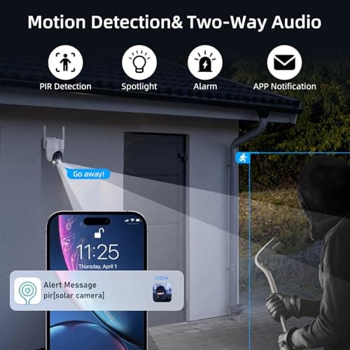 Apone 4G LTE Cellular Solar Security Camera, No WiFi Security Camera, 360° View, 2K Color Night Vision, Motion Detection, 2 Way Audio, Motion Alerts, Built in SIM Card for Jobsite Dock Garage Barn 5