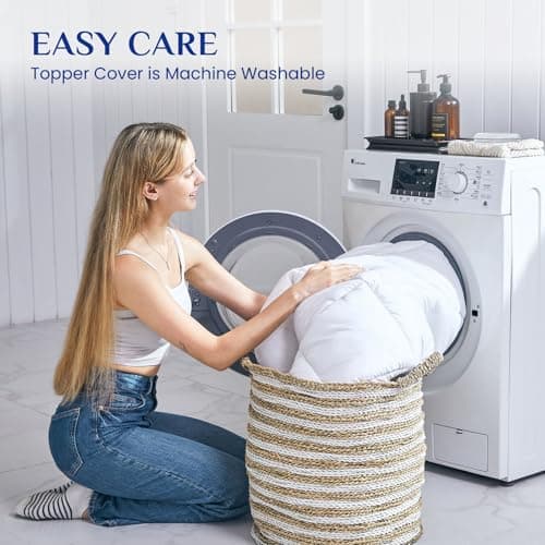 Belffin Queen Size Dual Layer 4 Inch Thick Memory Foam Mattress Topper, 3 Inch Gel Memory Foam for Pain Relief Support Plus 1 Inch Cooling Pillow Top Mattress Pad Cover Odor-Free, White 7