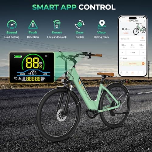 Movcan V80 Electric Bike, 1000W Motor 28MPH Ebike, 48V 13Ah Removeable Battery, 26'' City Cruiser Adult Electric Bicycles up to 70 Miles, 7-Speed Dual Disc Brake, Mountain E Bike for Commuting 6