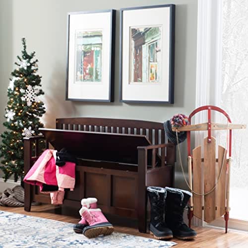Linon Home Dcor Linon Home Decor Cynthia Storage Bench, 50"w x 17.25"d x 32"h, Walnut 16