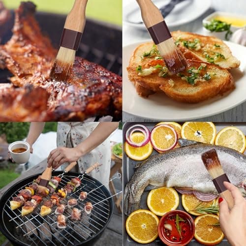Boao 4 Pcs Pastry Brush, Natural Bristle Basting Brush, Beech Wooden Handle Basting and BBQ Brushes for Cooking, Butter, Oil, Egg, Marinade, Sauce, Grilling, Baking, Kitchen Food(1 Inch, 1 1/2 Inch) 5