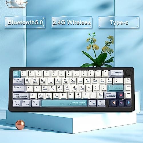 BOYI GMK67 Barebones Keyboard Kit,65% RGB Hot-Swap Gasket Mounted Tri-Mode BT/2.4GHz/USB-C 4000mAh Wireless Custom Programmable Mechanical Gaming Keyboard DIY Kit with Knob(Black) 6