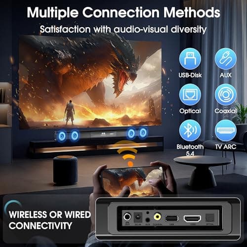 HIXICOPA 2.1 Channel Sound Bar with Wired Subwoofer, Dorby Audio 35in Detachable TV Soundbar, Bluetooth, HDMI-ARC, Optical, AUX, USB, FM, Coaxial Inputs for Home Theater 6