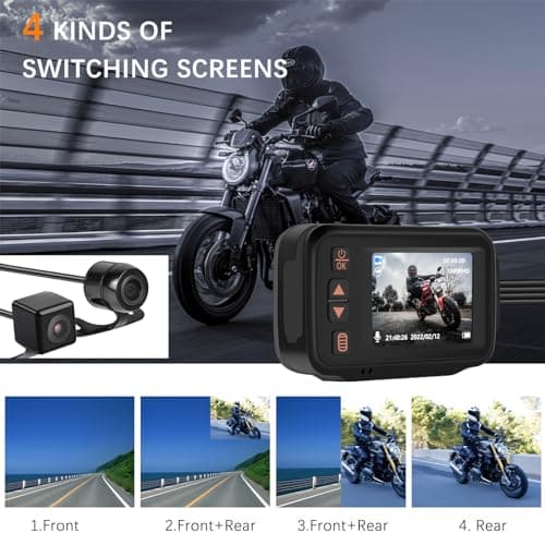 CAMECHO Dash Cam Front and Rear, IP65 Waterpoorf Dual Dash Camera for Motorsports, Motorcycles, UTV, ATV & Golf Carts, 2" HD Dashcam with G-Sensor, Loop Recording, 32GB TF Card, Driving Recorder 9
