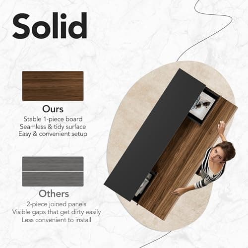 HUANUO Standing Desk with 6 Drawers, 55 Inch Electric Height Adjustable Stand Up Desk with Storage, Computer Home Office Workstation with Monitor Stand, Black Walnut 7