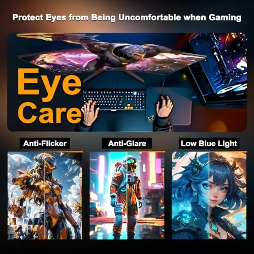 SANSUI 24 Inch Curved Gaming Monitor up to 180Hz MPRT 1ms with Built-in Speakers,FHD 1080P Computer Monitor Freesync 130% sRGB HDR,HDMI DP Ports VESA Mount Metal Stand(ES-G24C1 HDMI Cable Included) 9