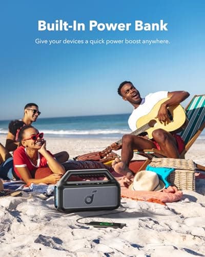 Soundcore Boom 2 by Anker, Outdoor Speaker, 80W, Subwoofer, BassUp 2.0, 24H Playtime, IPX7 Waterproof, Floatable, RGB Lights, USB-C, Custom EQ, Bluetooth 5.3, Portable for Camping and Beach - Black 7