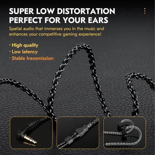 CCZ DC03 in Ear Monitor Headphones, IEMs for Gaming, Deep Bass Sound Wired Earbuds, 1DD HiFi in Ear Headphones Noise Cancelling Ear buds, in Ears for Singers Musician Stage Drummer(Black, without Mic) 7