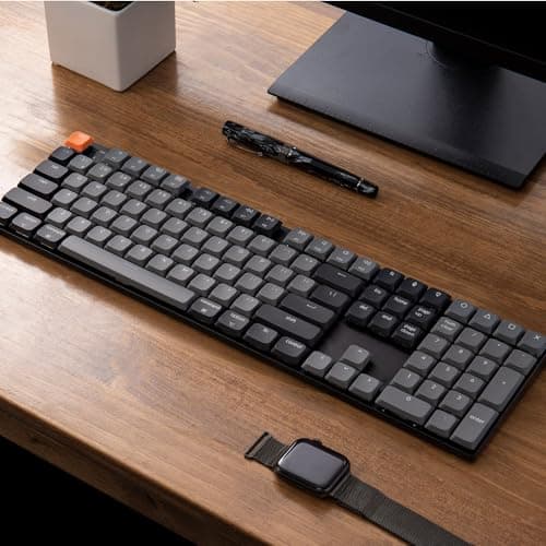 Keychron K5 QMK Custom Mechanical Keyboard, Ultra-Slim Full Size 104 Keys Wireless Gaming Keyboard, Low-Profile Banana Switch with RGB Backlits for Mac Windows, Version 2 9