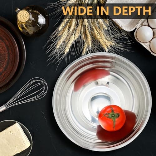 Hunnycook 7 Piece Mixing Bowls with Lids Set - Mixing Bowls Stainless Steel Bowls for Kitchen Baking, Size 0.7, 1.1, 1.5, 2.1, 3.5, 4, 4.5QT, Baking Bowl for Food Preparation, Mixing and Serving Foods 6