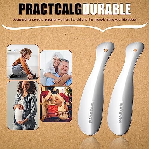 PANLOPU Metal Shoe Horn 7.5Inch Portable Quality Stainless Steeln Shoe Horn Fashion Travel (Silvery) 6