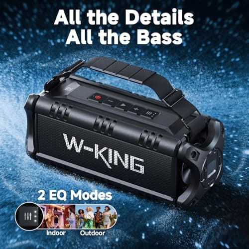 W-KING Bluetooth Speaker, 90W Max Portable Outdoor Speaker Loud, IPX6 Waterproof/50W Deep Bass Subwoofer/40H/EQ/Dual Pairing/TF/AUX, Large Boombox Speakers Bluetooth Wireless for Party/Beach/Jobside 6
