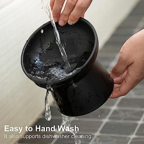 YauYik Raised Cat Bowl Black, Elevated Cat Food Bowls with Tilted Angle, Stress Free, Anti Vomiting, Ceramic Water Bowl for Cats Small Dogs Feeding Dish, 8 Ounces 7