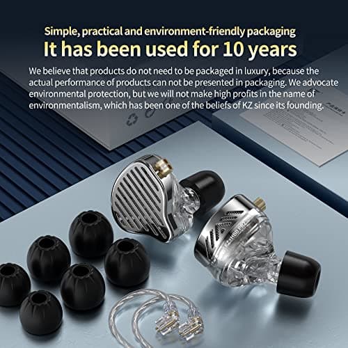 KZ x HBB PR2 in Ear Monitor Earphone,13.2mm Planar Magnetic Driver in-Ear Wired Headphones HiFi IEM Earphones with Detachable 2pins Cable for Musicians (Matte Black, with mic) 7