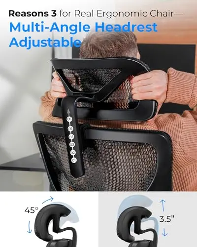 CabeVibe Ergonomic Office Chair - Big & Tall 6'6" Mesh Chair with Dynamic Lumbar Support, 4-in-1 Quick Adjust, 350lbs Capacity - BIFMA Certified Computer Chair for Home Office 6