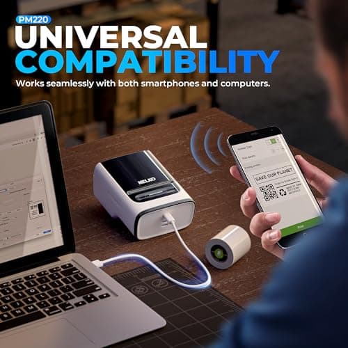 Nelko Label Maker Machine with Tape, PM220 Bluetooth Label Printer, 2 Inch Portable Thermal Printer for Small Business, Logo, Clothing, Sticker Printer for Phones & PC, with 3 Labels, White 7