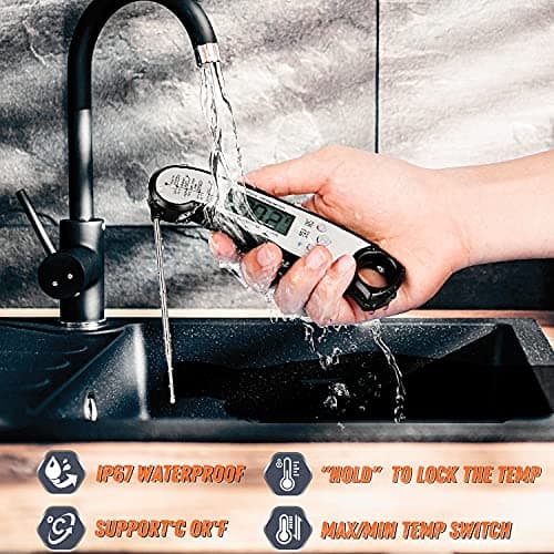 Digital Meat Thermometer, Waterproof Instant Read Food Thermometer for Cooking and Grilling, Kitchen Gadgets, Accessories with Backlight & Calibration for Candy, BBQ Grill, Liquids, Beef, Turkey… 5