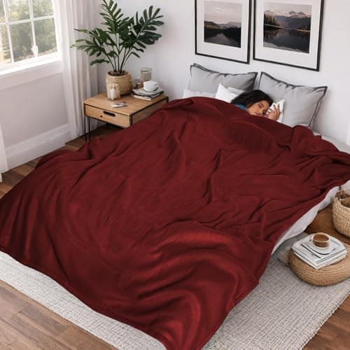 Minervada Heated Electric Blanket Twin Size 62''x84'', 4 Heating Levels 10 Hrs Auto Shut Off Soft Warmer Blanket ETL Certification - Red