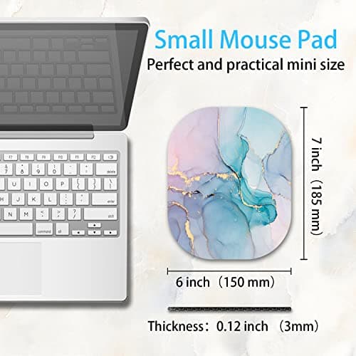 Small Mouse Pad，Mini Mouse Pad 6 x 7 Inch，for Laptop Keyboard Tray Wireless Mouse Home Office Travel，with Non-Slip Rubber Base, Waterproof Mouse Mat，Cyan Blue Marble 2