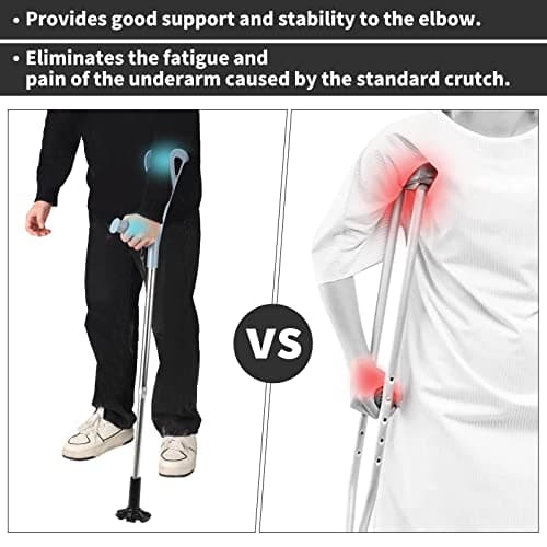 2 Pcs Forearm Crutches for Adults Foldable Knee Patients Mobility aids for Childre and Seniors for with Leg Injury Adjustable Travel Lightweight Walking Stick 5